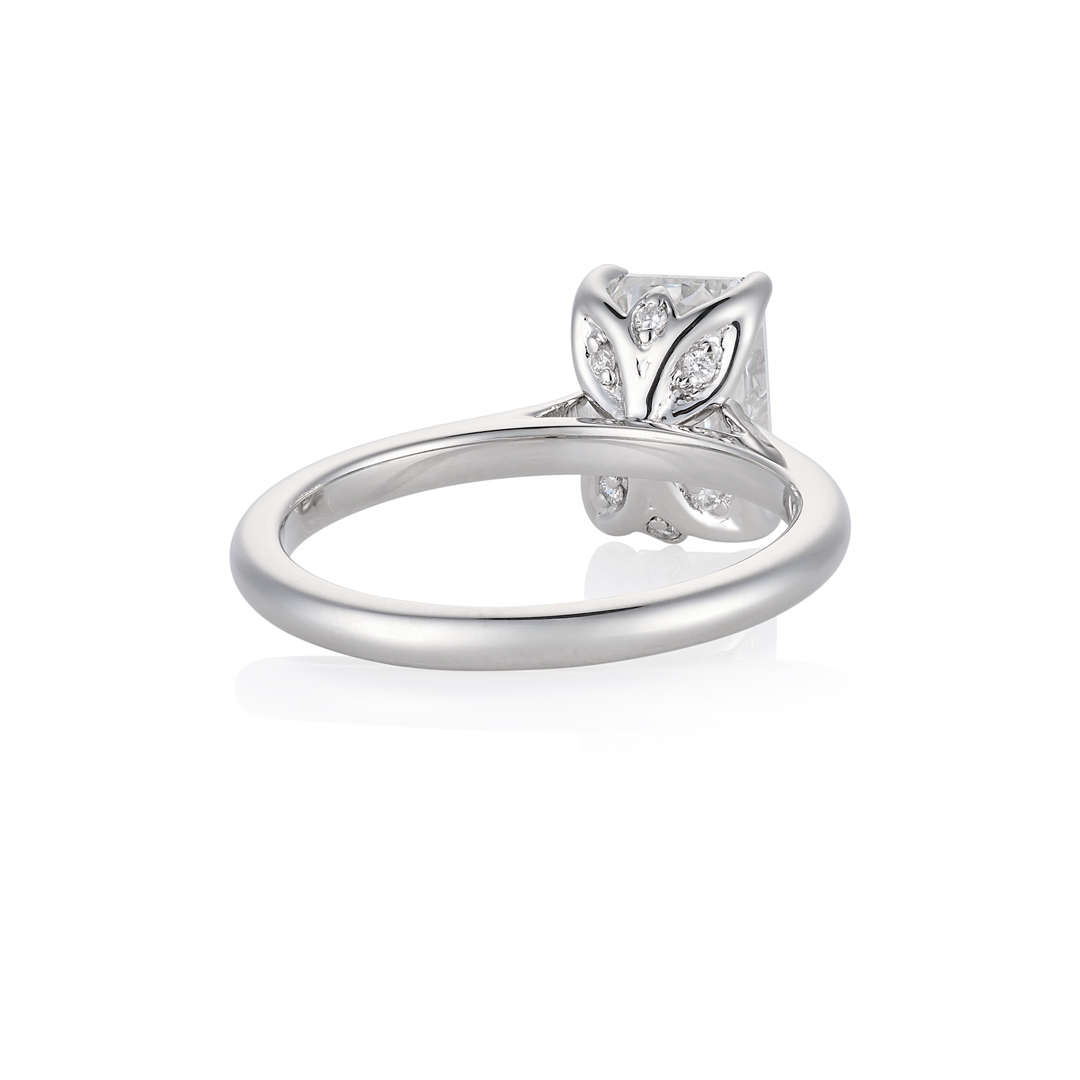 Emerald-cut solitaire, gallery setting detail alternate