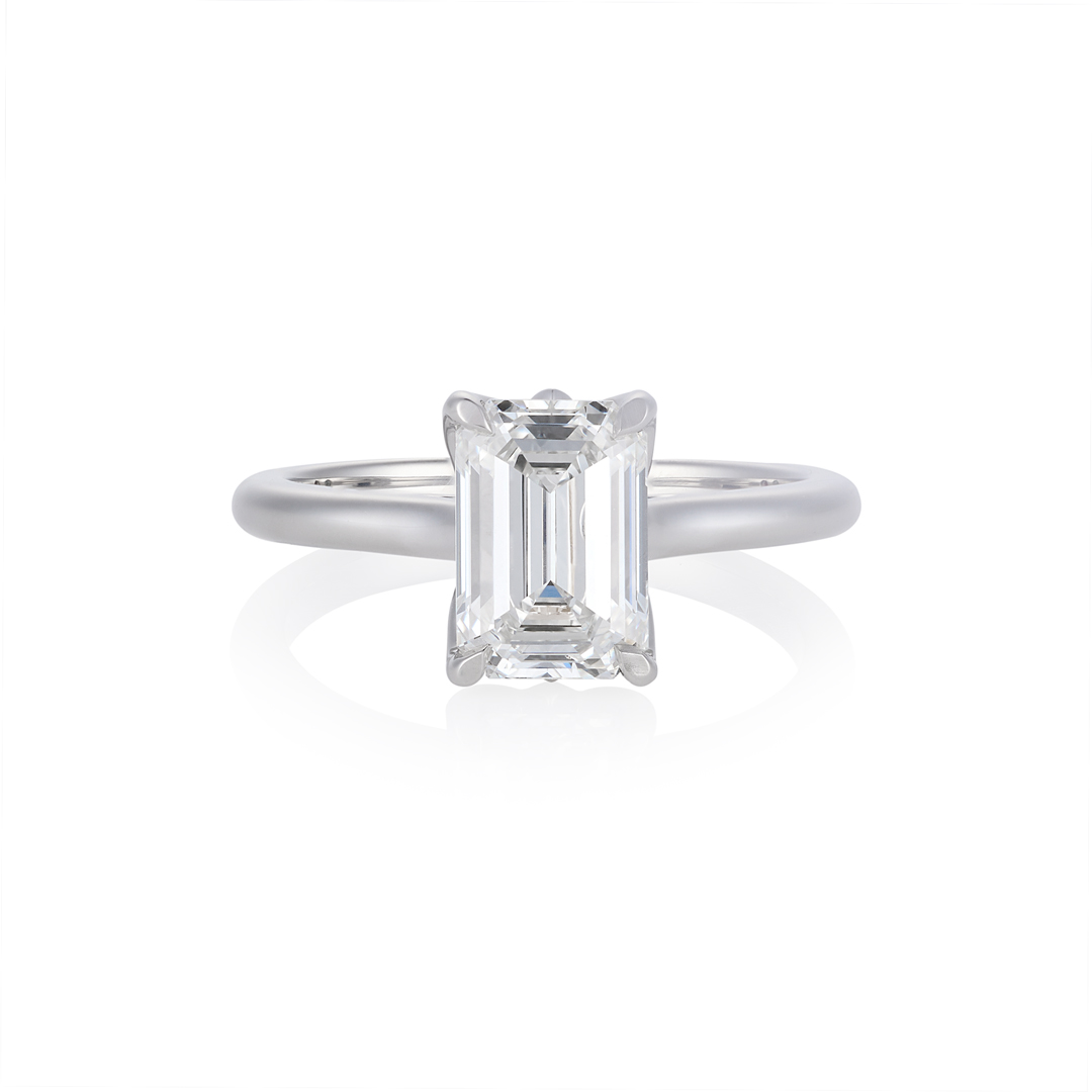 Emerald-cut solitaire engagement ring