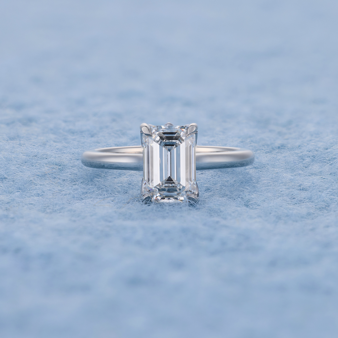 Emerald-cut solitaire, lifestyle shot
